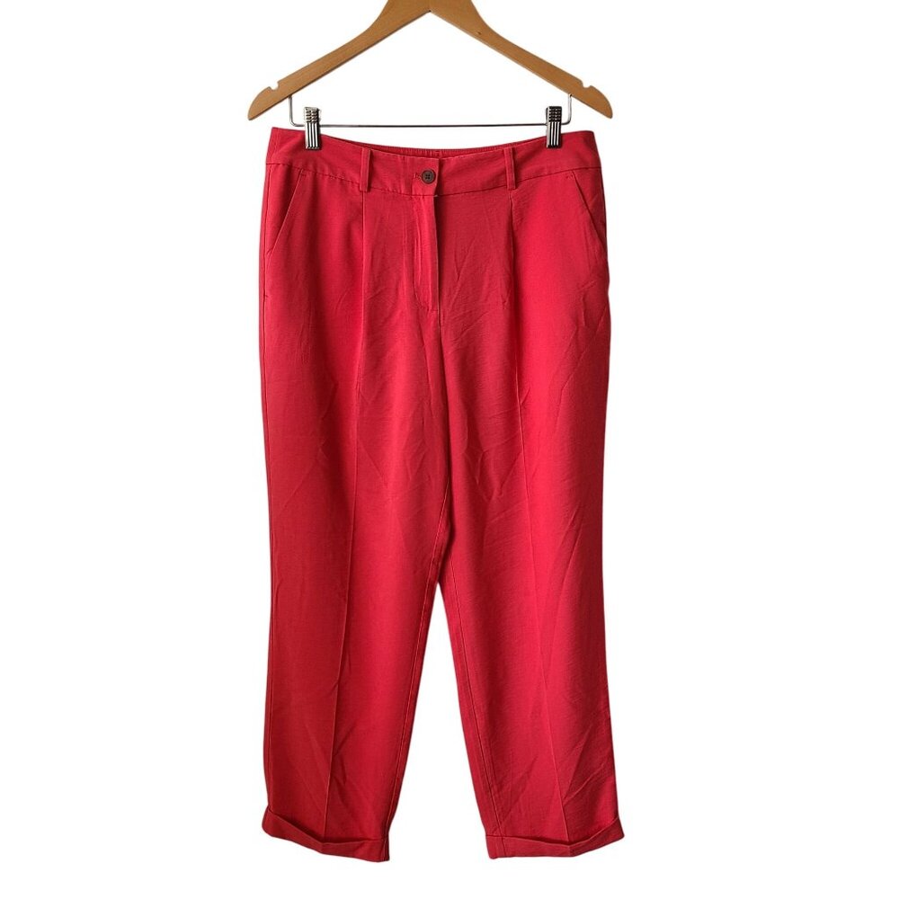 LOFT US Womens Size 8 Salmon Orange Red Tapered Leg Pants Lightweight NEW